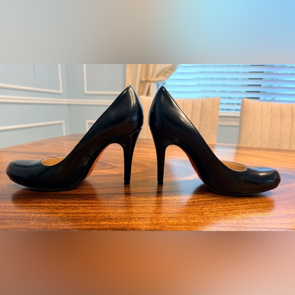 CHRISTIAN LOUBOUTIN Kid Simple 100 Black Kidskin Leather Pumps SZ39 / 8 1/2 4”H - Picture 10 of 13